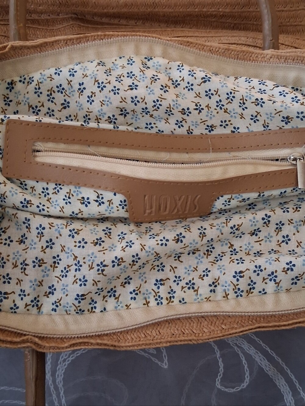 Hoxis Beige Summer Beach Woven Handbag - Picture 7 of 9
